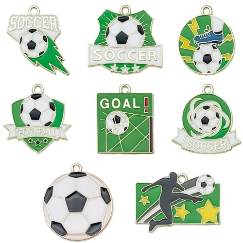 Soccer ball enamel alloy keychain, perfect for sports fans and DIY projects