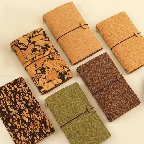 Portable A6 eco-friendly cork notebook with elastic band for travel and daily notes