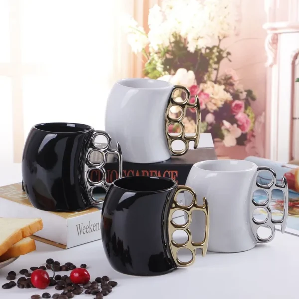 Creative 3D boxing fist handle ceramic coffee mug for sports fans