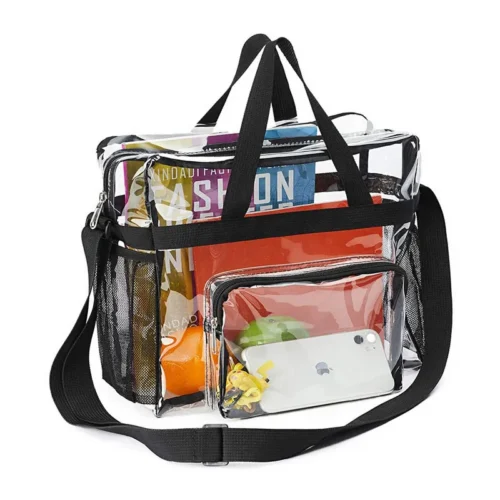 Large capacity clear PVC travel tote bag for toiletries and cosmetics