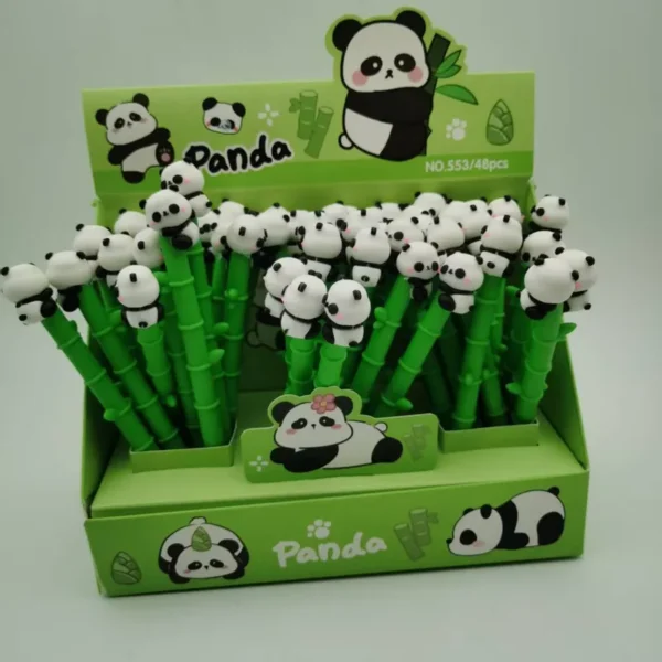 cute-panda-silicone-gel-pen Adorable panda cartoon gel pen with silicone bamboo topper for students