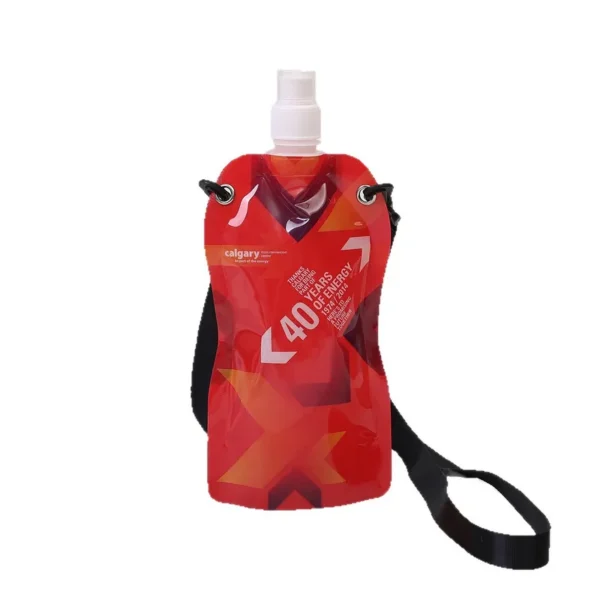 500ML collapsible water bag with carabiner for hiking and outdoor sports
