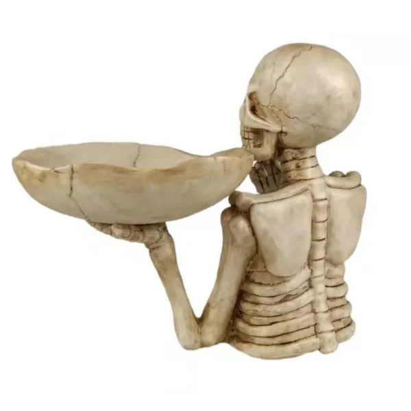 Gothic aesthetic skull bowl serving as a functional tabletop organizer and decor