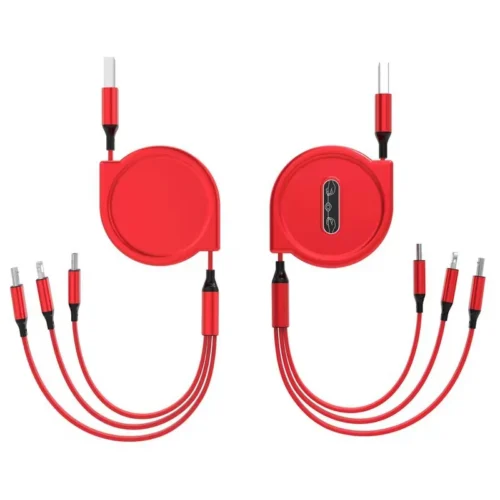 100W 3-in-1 retractable fast charging cable in macaron colors for corporate gifting