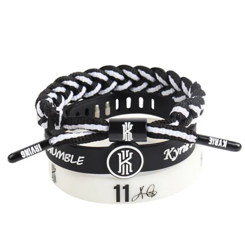 Set of 3 adjustable silicone sports bracelets and shoelace charms for NBA fans