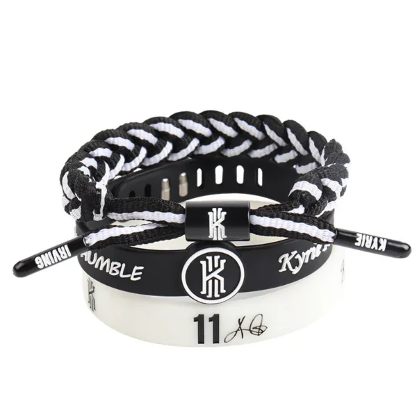 Set of 3 adjustable silicone sports bracelets and shoelace charms for NBA fans