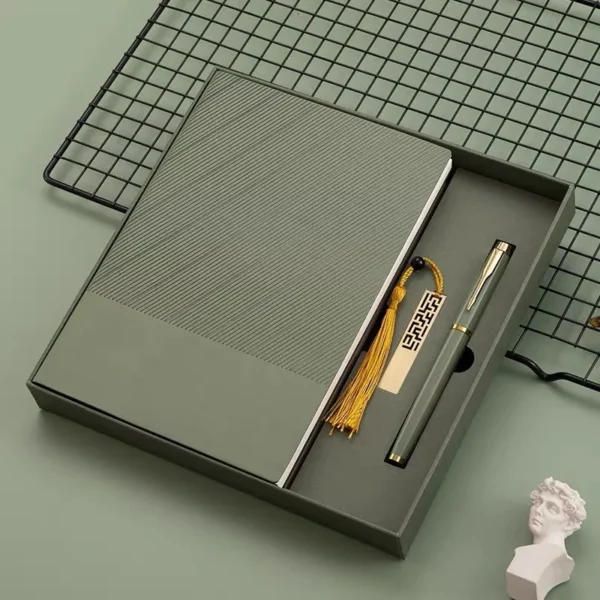 High-end corporate business gift set with custom branded vacuum mug and A5 notebook