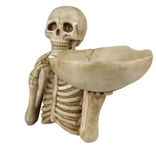 Punk style decorative resin skull tray used as a unique home decor piece