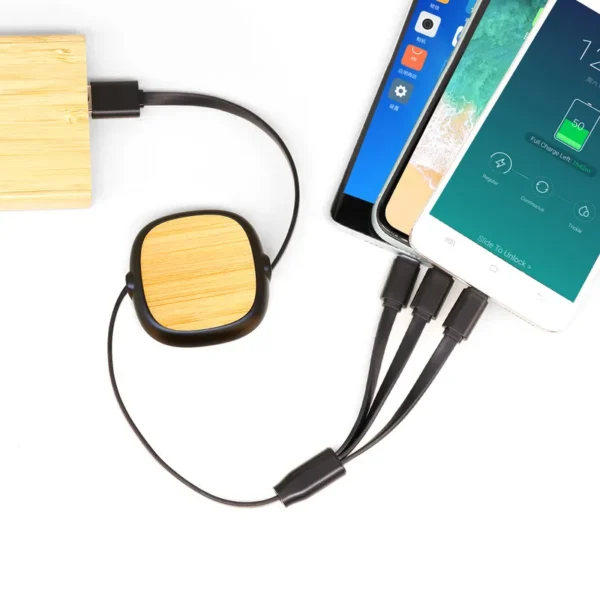 Retractable 3-in-1 fast charging cable for car and office desk use
