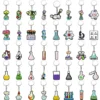 Cartoon science lab reagent bottle keychain, PVC material backpack charm