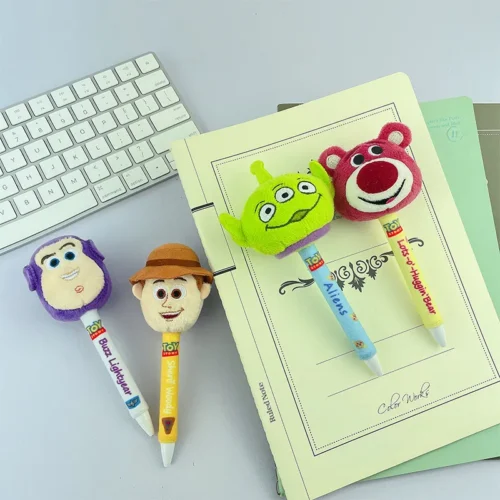 Toy Story inspired cute plush topper gel pens featuring Alien, Rex, and Lotso characters